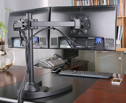 Vivo Dual Lcd Monitor Free Standing Desk Mount Stand V002f Check Vivo Dual Lcd Monitor Free Standing Desk Mount Stand V002f