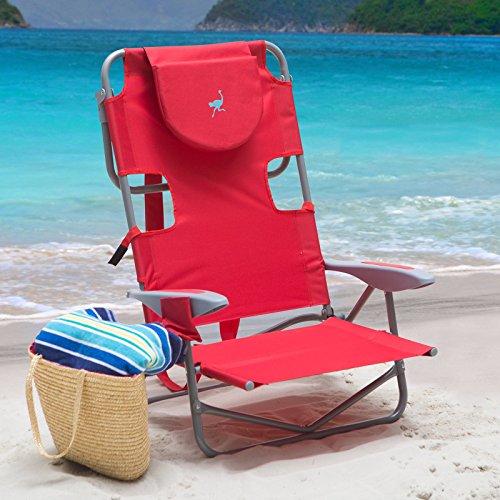 Deltess Ostrich Face Down Beach Chair With Backpack Straps Red Check Back Soon Blinq