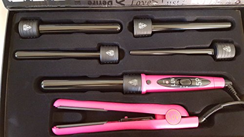 Luv Hair 8 Piece Flat Iron And Curling Set Hot Pink Check Luv Hair 8 Piece Flat Iron And Curling Set Hot Pink
