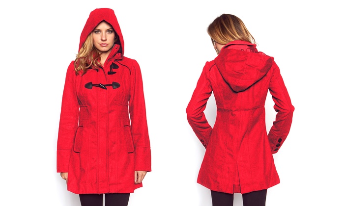 women's hooded toggle coat