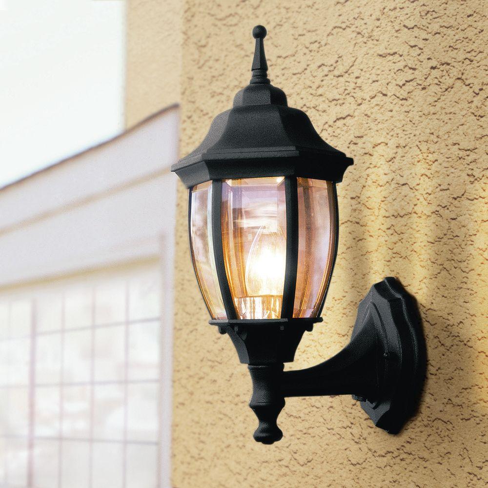Hampton Bay 1 Light Dusk To Dawn Outdoor Wall Lantern Black Hampton Bay 1 Light Dusk To Dawn Outdoor Wall Lantern Black