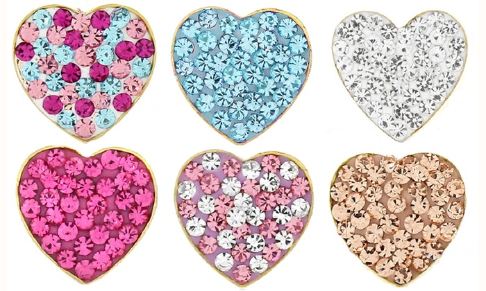 Relex Kids Heart Stud Earrings With Swarovski Elements 14kt Gold Heart Stud Earrings With Swarovski Elements 14kt Gold Rose