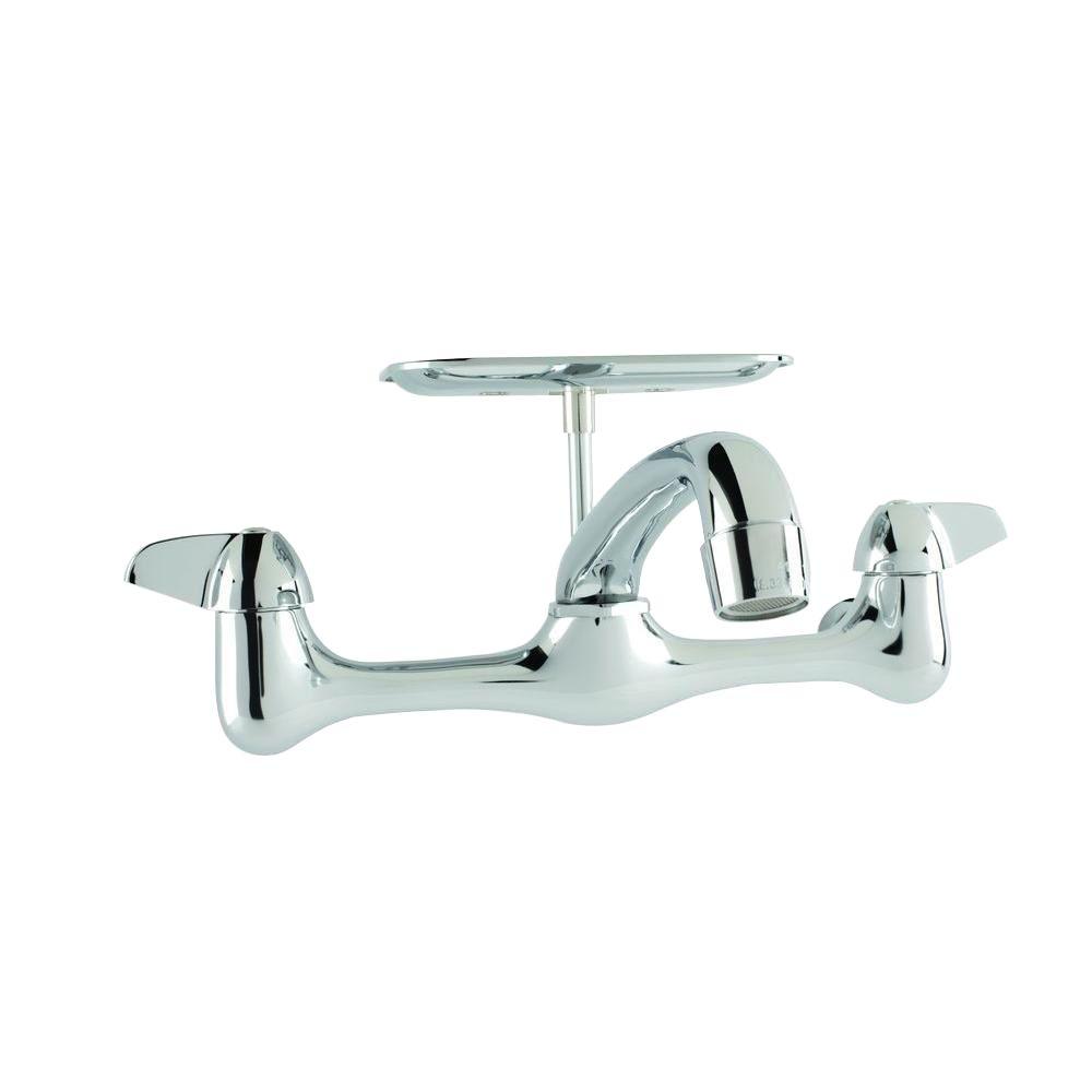 Glacier Bay 2 Handle Wall Mount Kitchen Faucet W Soap Dish