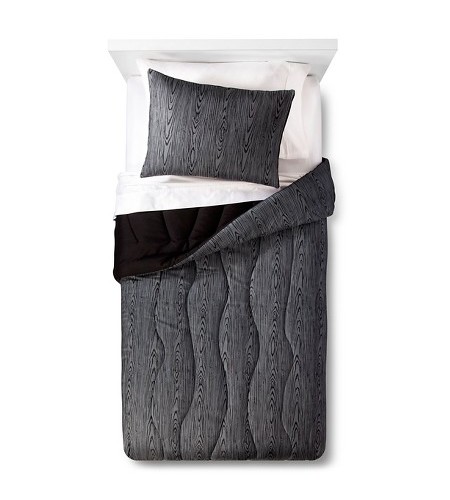 Pillowfort Faux Bois 2pc Zig Zag Comforter Set Black Gray Sz