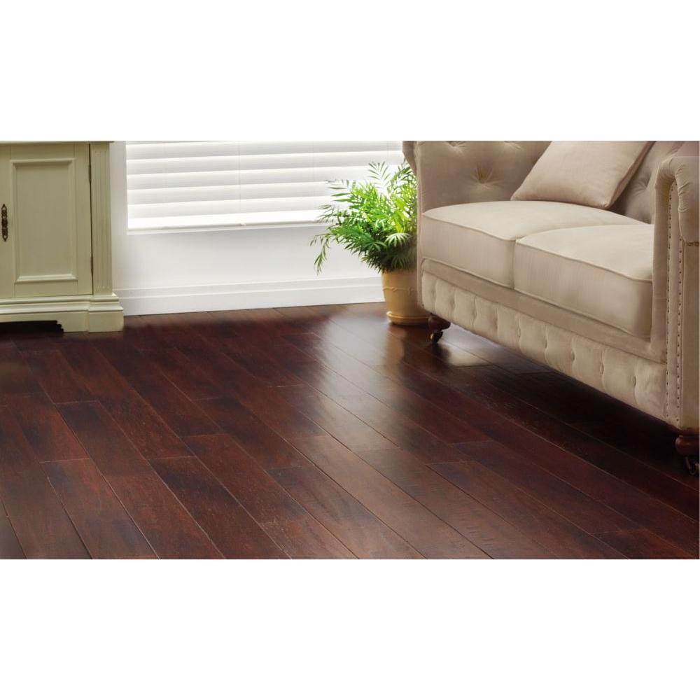 Handscraped Strand Woven Bamboo Flooring Dark Mahogany 25 625