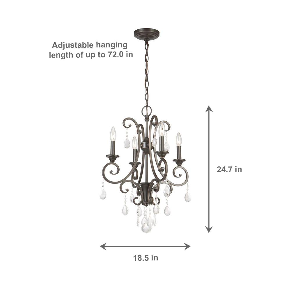 Hampton Bay 4 Light Oil Rubbed Bronze Crystal Small Chandelier Hampton Bay 4 Light Oil Rubbed Bronze Crystal Small Chandelier Ihn9114a