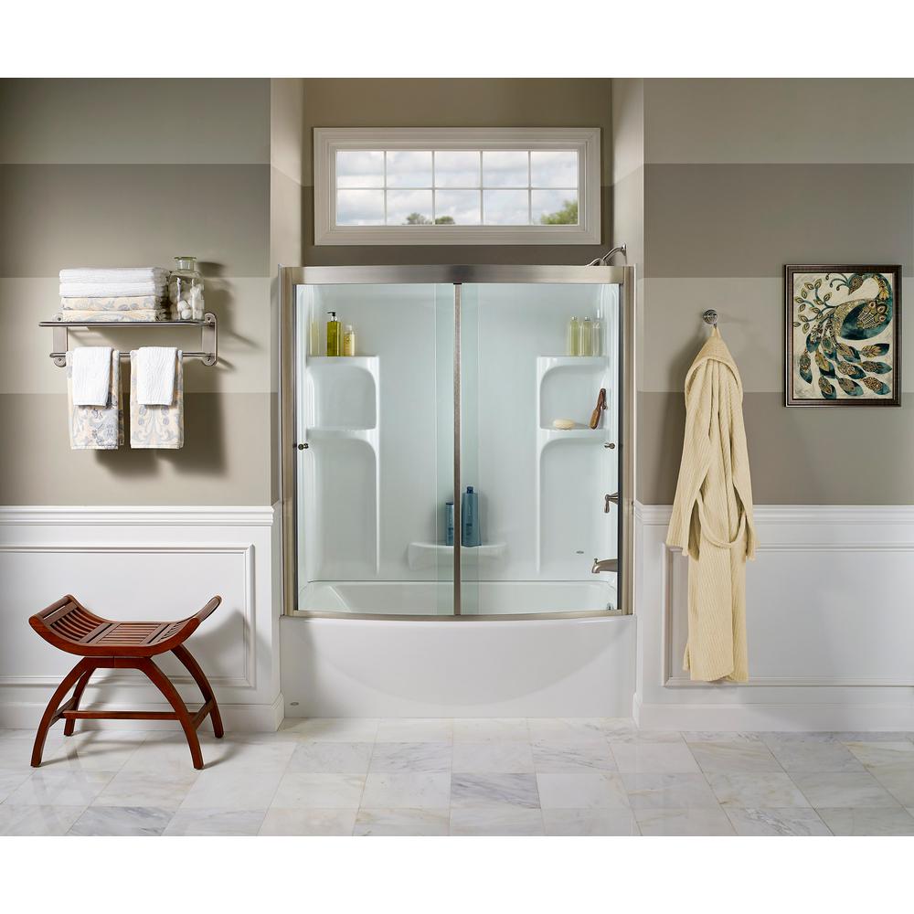 Ovation 48 X72 Semi Frameless Bypass Shower Door In Satin Nickel And Ovation 48 X72 Semi Frameless Bypass Shower Door In Satin Nickel