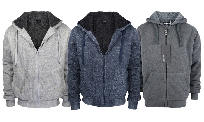 mens grey sherpa hoodie