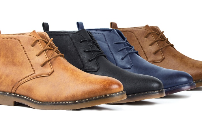 mens blue leather chukka boots