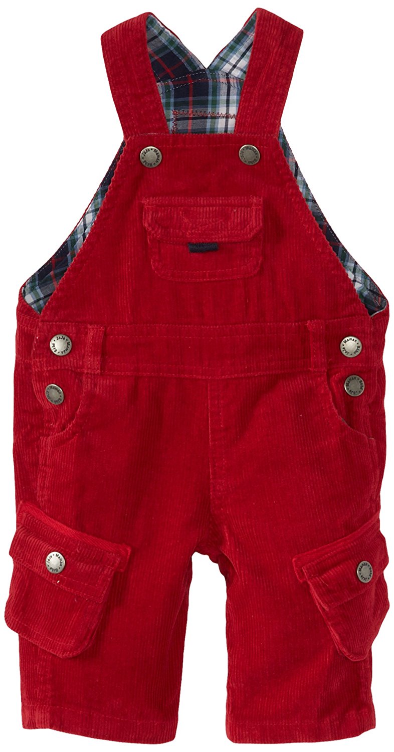 red dungarees baby boy