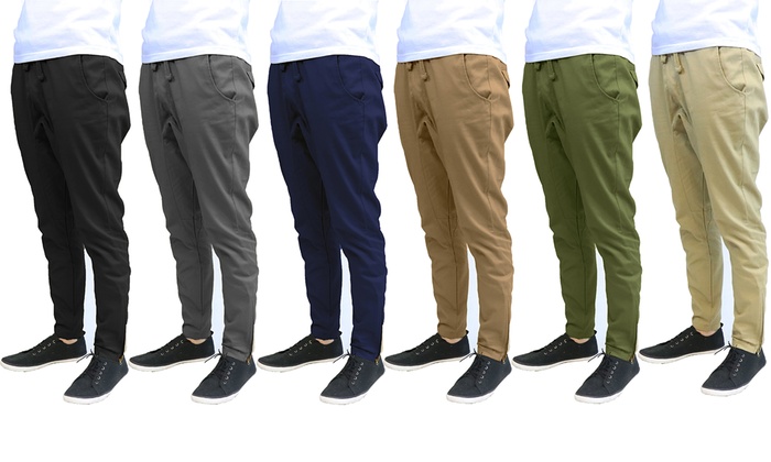 cotton twill joggers with zippers
