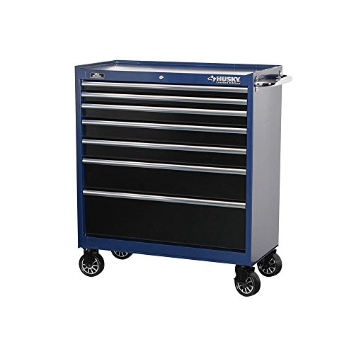 Husky 37 7 Drawer Tool Cabinet With Blue Body Black Drawers