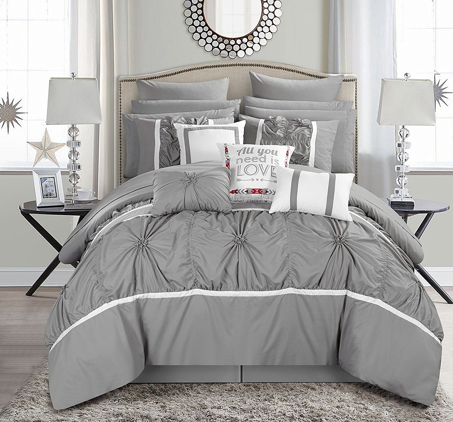 Chic Home Ashville 16 Piece Bed In A Bag Comforter Set Silver Chic Home Ashville 16 Piece Bed In A Bag Comforter Set Silver Size
