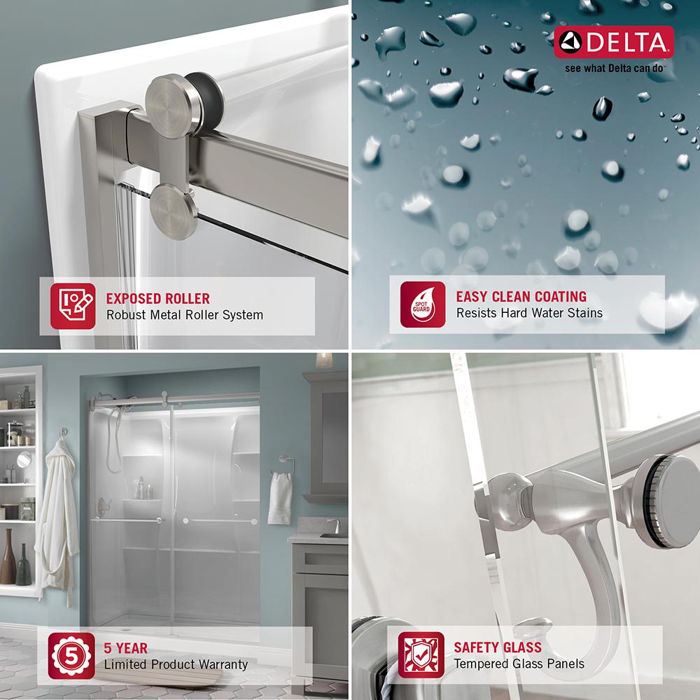 Delta 60 Contemporary Sliding Bathtub Door Track Assembly Kit Chrome