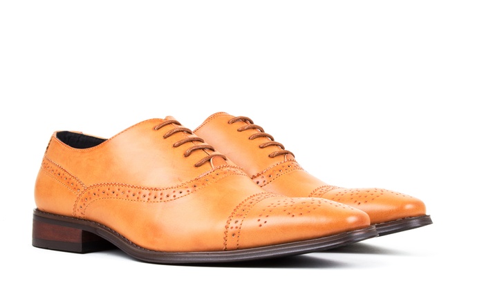 signature men's brogue cap toe oxford dress shoes