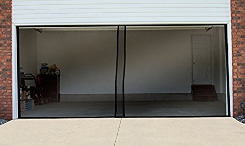 Pure Garden Two Car Garage Door Screen Curtain Black Check Back