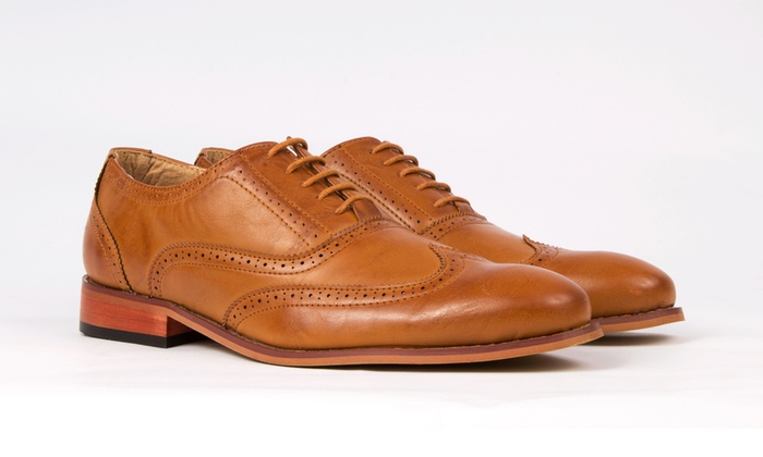 Gino Pheroni Men�s Wingtip Dress Shoes Brogue/Camel