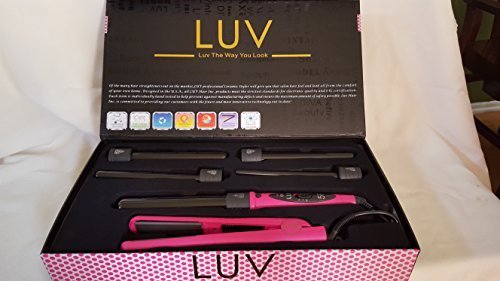 Luv Hair 8 Piece Flat Iron And Curling Set Hot Pink Check Luv Hair 8 Piece Flat Iron And Curling Set Hot Pink