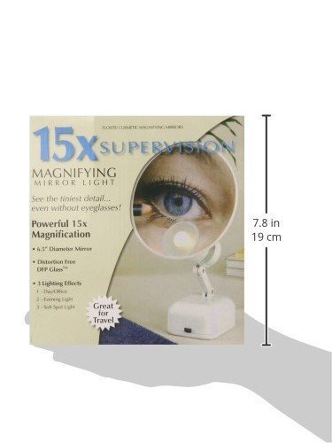 Floxite 15x Supervision Magnifying Mirror Light White Check Magnifying Mirror Light White