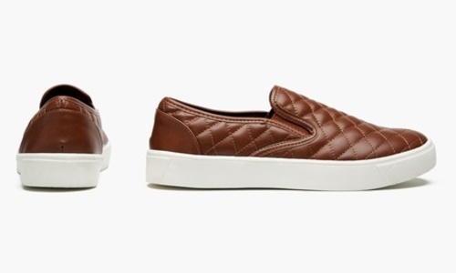 black quilted slip ons