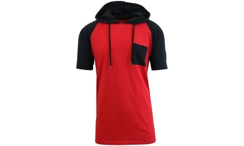 red short sleeve hoodie mens