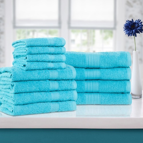 Home City Ring Spun Cotton Towel Set 12piece Aqua Marine Size Home City Ring Spun Cotton Towel Set 12piece Aqua Marine Size One