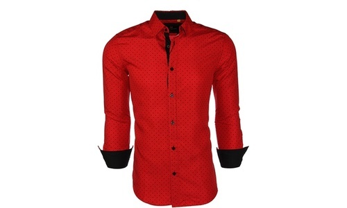 red slim fit button down shirts