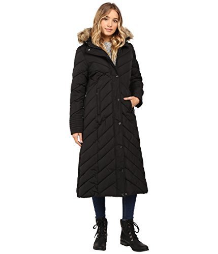 steve madden women's long chevron maxi puffer coat