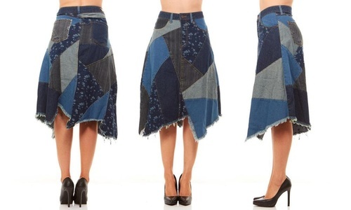 multi denim skirt