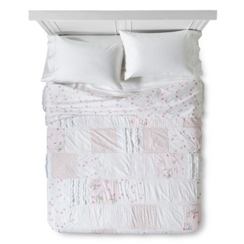 Simply Shabby Chic Ditsy Patchwork Quilt Pink White Size