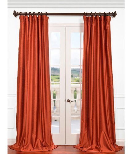 Half Price Drapes Faux Dupioni Silk Curtain Blood Orange Size