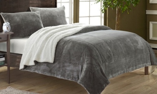 Chic Home 3 Pc Naomi Plush Microsuede Comforter Set Gray Size