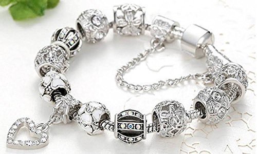 Women S 18k Charm Bracelet With Swarovski Elements White Gold Women S 18k Charm Bracelet With Swarovski Elements White Gold Plated