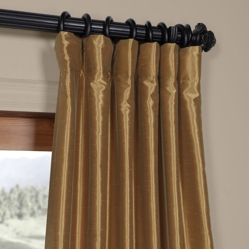 Exclusive Fabrics Flax Gold Vintage Faux Textured Dupioni Silk