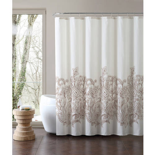 Bh G 72 X72 Embroidered Paisley Shower Curtain Ivory Check
