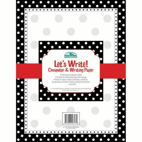 barker creek 8 1 2 x11 black white dot designer computer paper 50