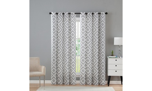 Victoria Classics Woven Grommet Window Panel Curtain Gray Size
