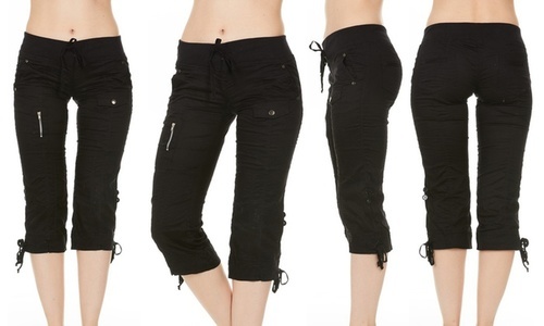 black cargo capris