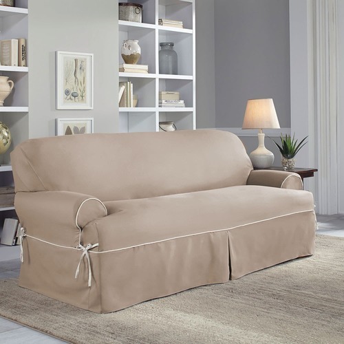Serta Relaxed Fit Twill Sofa Slipcover Blinq Serta Relaxed Fit Twill Sofa Slipcover