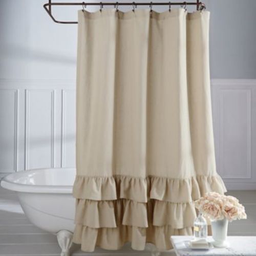 Veratex Vintage Ruffle Shower Curtain Cream Size 72 X 84