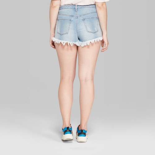 Wild Fable Women S High Rise Destructed Denim Shorts Light Wash Size 16 Check Back Soon Blinq