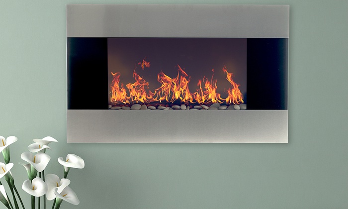 Northwest 36 Stainless Steel Electric Fireplace W Wall Mount Northwest 36 Stainless Steel Electric Fireplace W Wall