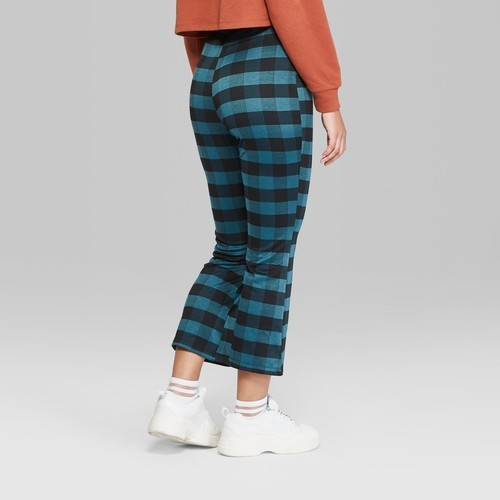 teal plaid pants