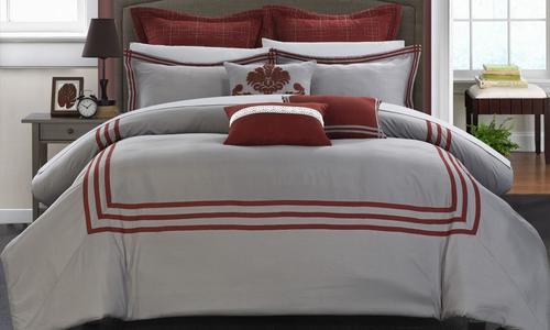 Cressie Hotel Bold Lines 12 Pc Comforter Set Red Silver Size
