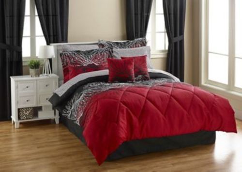 Alcove Spirals Bedroom Comforter Set 20 Piece Red Size King
