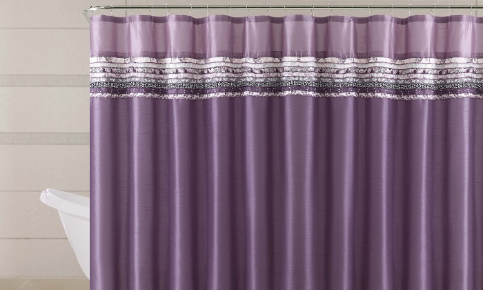 Victoria Classics Poetica Faux Silk Pieced Fabric Shower Curtain